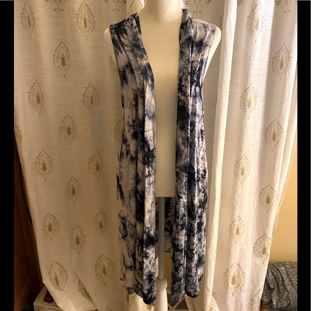 🎃3 for $15🎃Urban Rebel Navy Blue & White Tie Dye Hoodie Duster